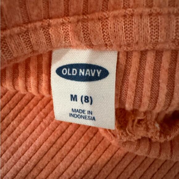 Old Navy Red Plaid Flannel Button Down and Light Orange Ribbed Tie Front Top - Picture 7 of 12